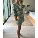 FANNY DRESS GREEN ORGANIC PRINT