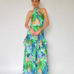 JANNINA BLUE AND GREEN FLORAL DRESS