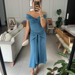 FALDA LISA AZUL PETROLEO