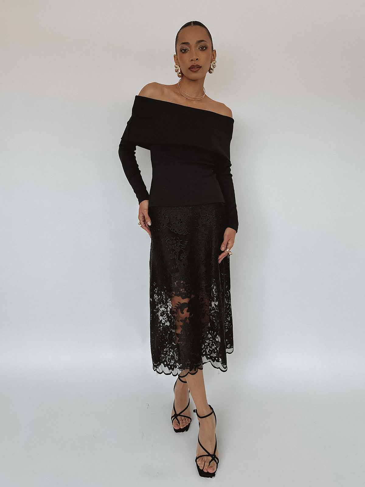 tulle LAce-SKIRT-BLACK1