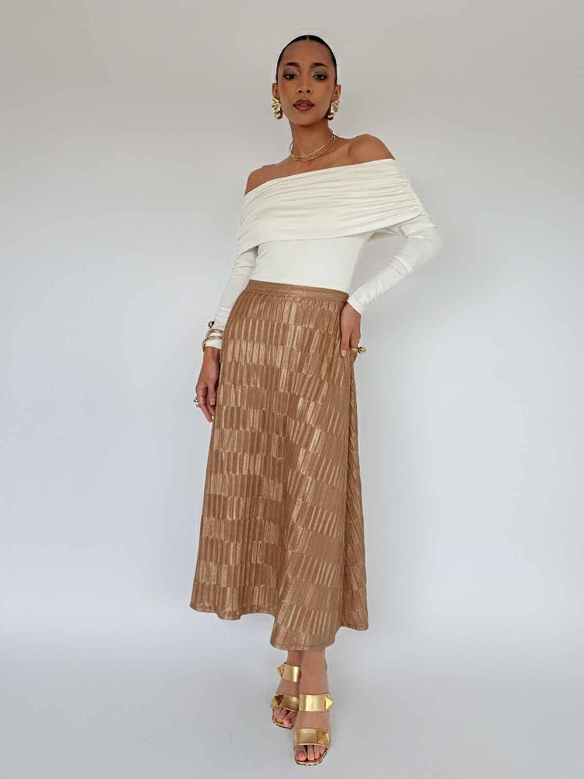 PLIZADA-SKIRT-COFFEE
