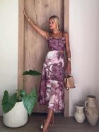 LANIA DRESS BURGUNDY JUNGLE - Imagen 2