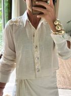 ARENA CAMISA CROP BEIGE - Imagen 3