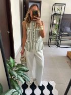 EMILIANA TOP LIGHT GREEN STRIPES - Imagen 2