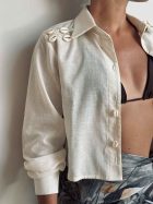 ARENA CAMISA CROP BEIGE - Imagen 2