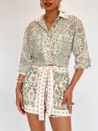 ALONDRA FALDA SHORT BOTANICAL STRIPES