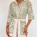 ALONDRA FALDA SHORT BOTANICAL STRIPES