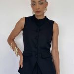 RUFFLED VEST BLACK