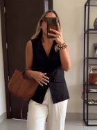 RUFFLED VEST BLACK - Imagen 2
